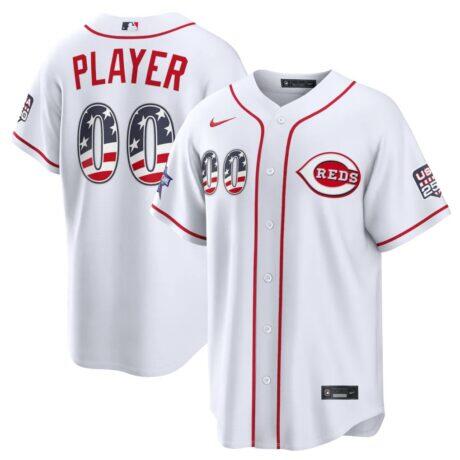 2026 All-Star Edition Stars & Stripes Cincinnati Reds Nike White Stadium Pick-A-Player Jersey - - Front View
