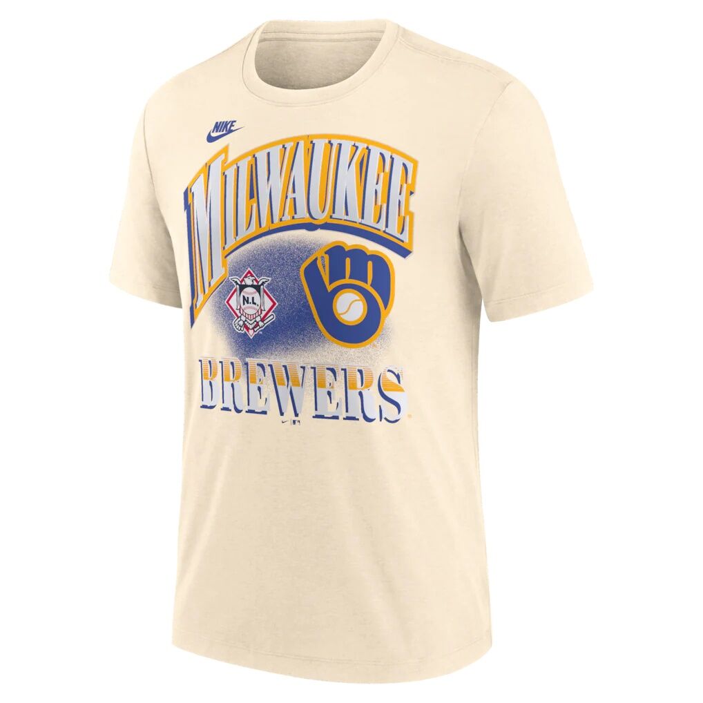Milwaukee Brewers Nike Vintage Tri-Blend T-Shirt - Natural