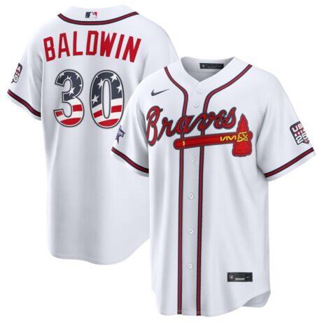 2026 All-Star Edition Stars & Stripes Atlanta Braves Drake Baldwin Nike White Stadium Jersey - - Front View