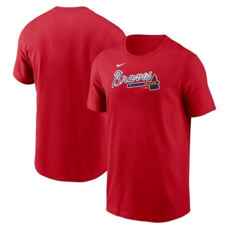 Atlanta Braves Nike Fuse Wordmark T-Shirt - Red - Front View