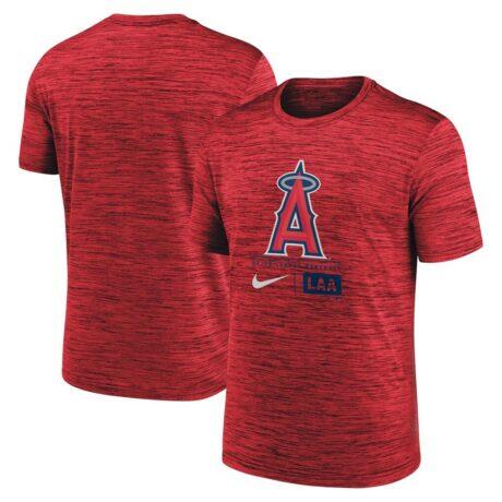 Los Angeles Angels Nike Large Logo Velocity T-Shirt - Red - Front View