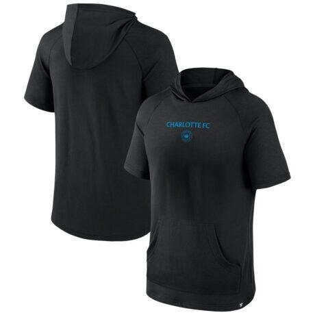 Charlotte FC Fashion7 Match Raglan Short Sleeve Pullover Hoodie - Black - Front View