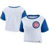 Chicago Cubs Fashion7 Women's Large Logo Cropped T-Shirt - White - Front View