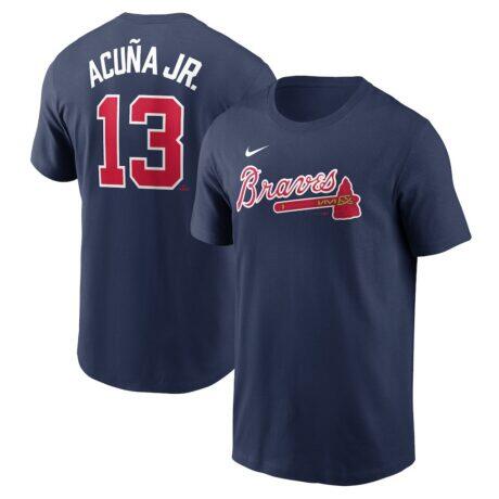 Ronald Acuña Jr. Atlanta Braves Nike Fuse Name & Number T-Shirt - Navy - Front View