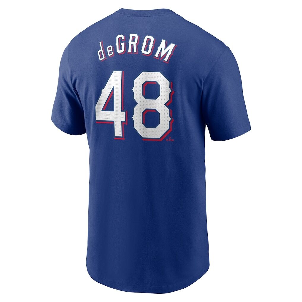 Jacob deGrom Texas Rangers Nike Fuse Name & Number T-Shirt – Royal