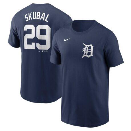 Tarik Skubal Detroit Tigers Nike Fuse Name & Number T-Shirt - Navy - Front View