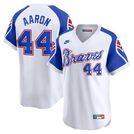 Hank Aaron Atlanta Braves Nike Throwback Cooperstown Limited Jersey - White - Front View