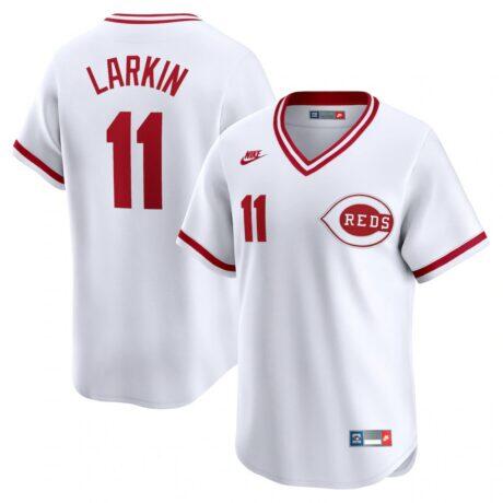 Barry Larkin Cincinnati Reds Nike Throwback Cooperstown Limited Jersey - White - Front View