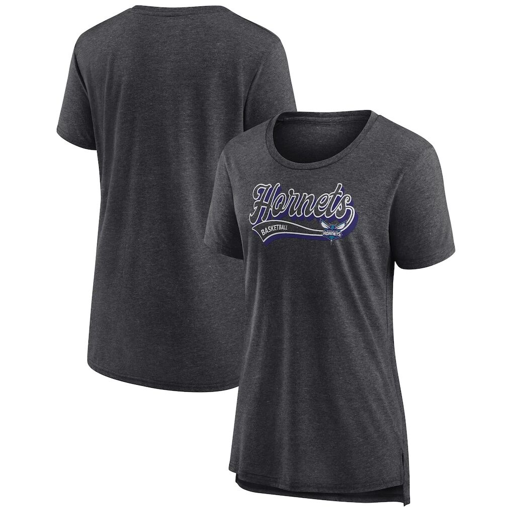 Charlotte Hornets Fashion7 Women’s League Leader Tri-Blend T-Shirt – Heather Charcoal