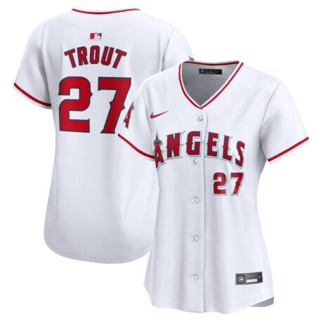 Mike Trout Los Angeles Angels Nike Women's Home Limited Player Jersey - White - Front View