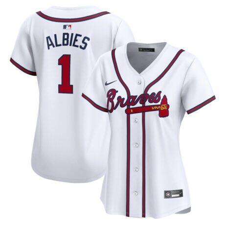 Ozzie Albies Atlanta Braves Nike Women's Home Limited Player Jersey - White - Front View