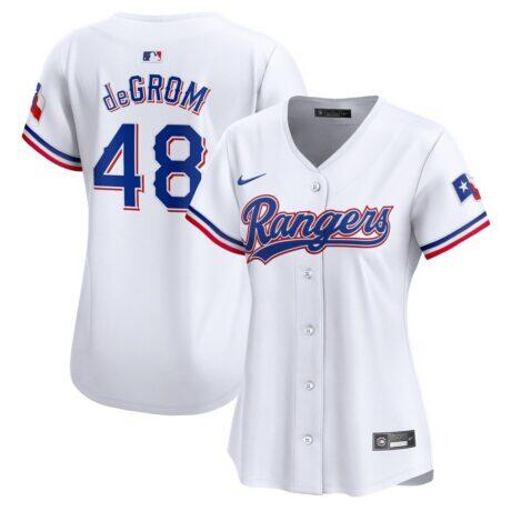 Jacob deGrom Texas Rangers Nike Women's Home Limited Player Jersey - White - Front View