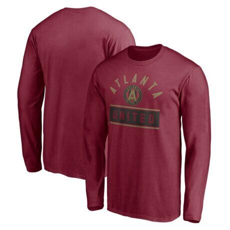 Atlanta United FC Team Arch Knockout Long Sleeve T-Shirt - Red - Front View