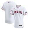 Los Angeles Angels Nike Home Elite Patch Jersey - White - Front View