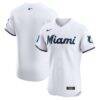 Miami Marlins Nike Home Elite Patch Jersey - White - Front View