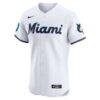 Miami Marlins Nike Home Elite Patch Jersey - White - Side View