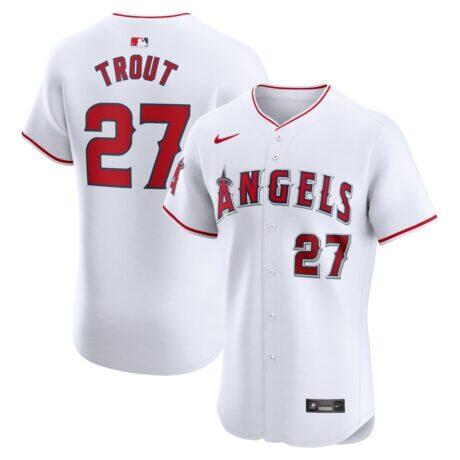 Mike Trout Los Angeles Angels Nike Home Elite Player Jersey - White - Front View