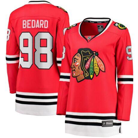 Connor Bedard Chicago Blackhawks Fashion7 Women's Home Breakaway Player Jersey - Red - Front View