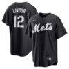 Francisco Lindor New York Mets Nike Replica Player Jersey - Black - Detail View