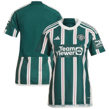 Manchester United adidas Women's 2023/24 Away Replica Jersey - Green - Front View