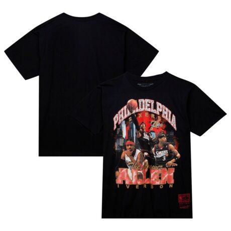 Allen Iverson Philadelphia 76ers Mitchell & Ness Hardwood Classics Bling Concert Player T-Shirt - Black - Front View
