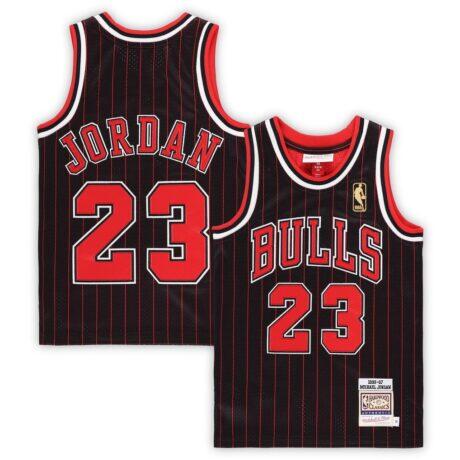 Michael Jordan Chicago Bulls Mitchell & Ness Preschool 1996/97 Hardwood Classics Authentic Jersey - Black - Front View