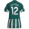 Tyrell Malacia Manchester United adidas Women's 2023/24 Away Replica Player Jersey - Green - Detail View