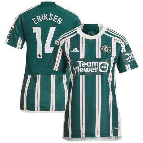 Christian Eriksen Manchester United adidas Women's 2023/24 Away Replica Player Jersey - Green - Front View