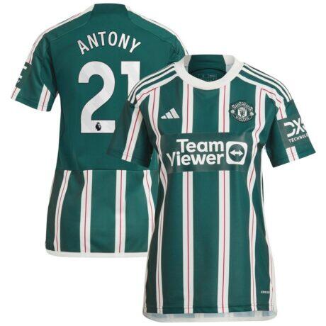 Antony Manchester United adidas Women's 2023/24 Away Replica Player Jersey - Green - Front View