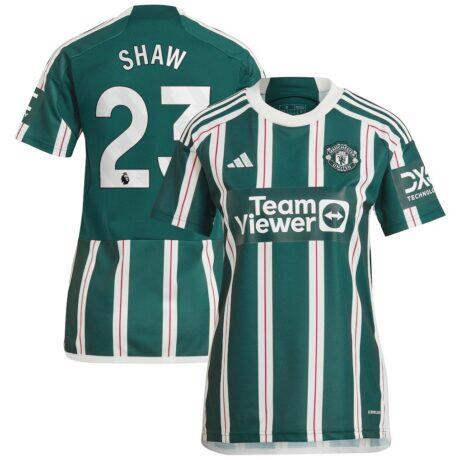 Luke Shaw Manchester United adidas Women's 2023/24 Away Replica Player Jersey - Green - Front View