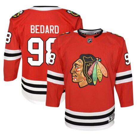 Connor Bedard Chicago Blackhawks Youth Home Premier Player Jersey - Red - Front View
