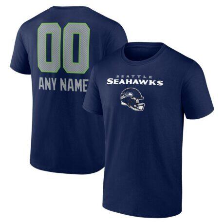 Seattle Seahawks Personalized Name & Number Team Wordmark T-Shirt - College Navy