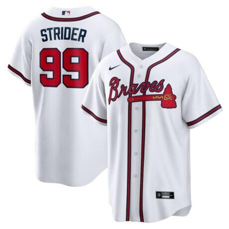 Spencer Strider Atlanta Braves Nike Replica Player Jersey - White - Front View
