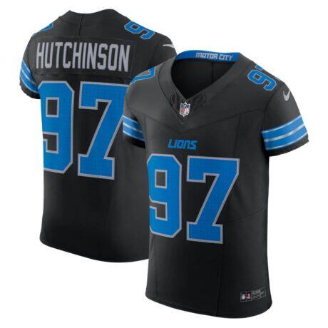 Aidan Hutchinson Detroit Lions Nike Alternate Vapor F.U.S.E. Elite Jersey - Black - Front View