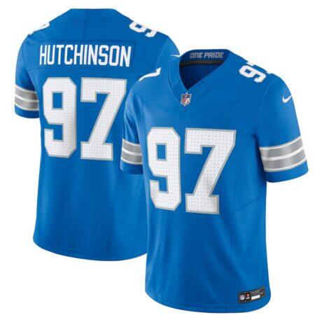 Aidan Hutchinson Detroit Lions Nike Team Vapor F.U.S.E. Limited Jersey - Blue - Front View