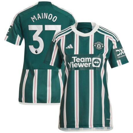 Kobbie Mainoo Manchester United adidas Women's 2023/24 Away Replica Player Jersey - Green - Front View
