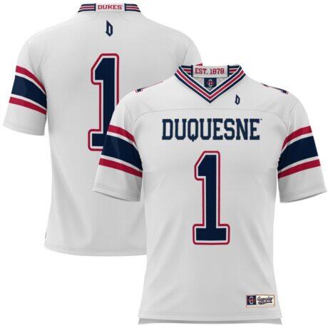 #1 Duquesne Dukes GameDay Greats Football Jersey - White - Front View