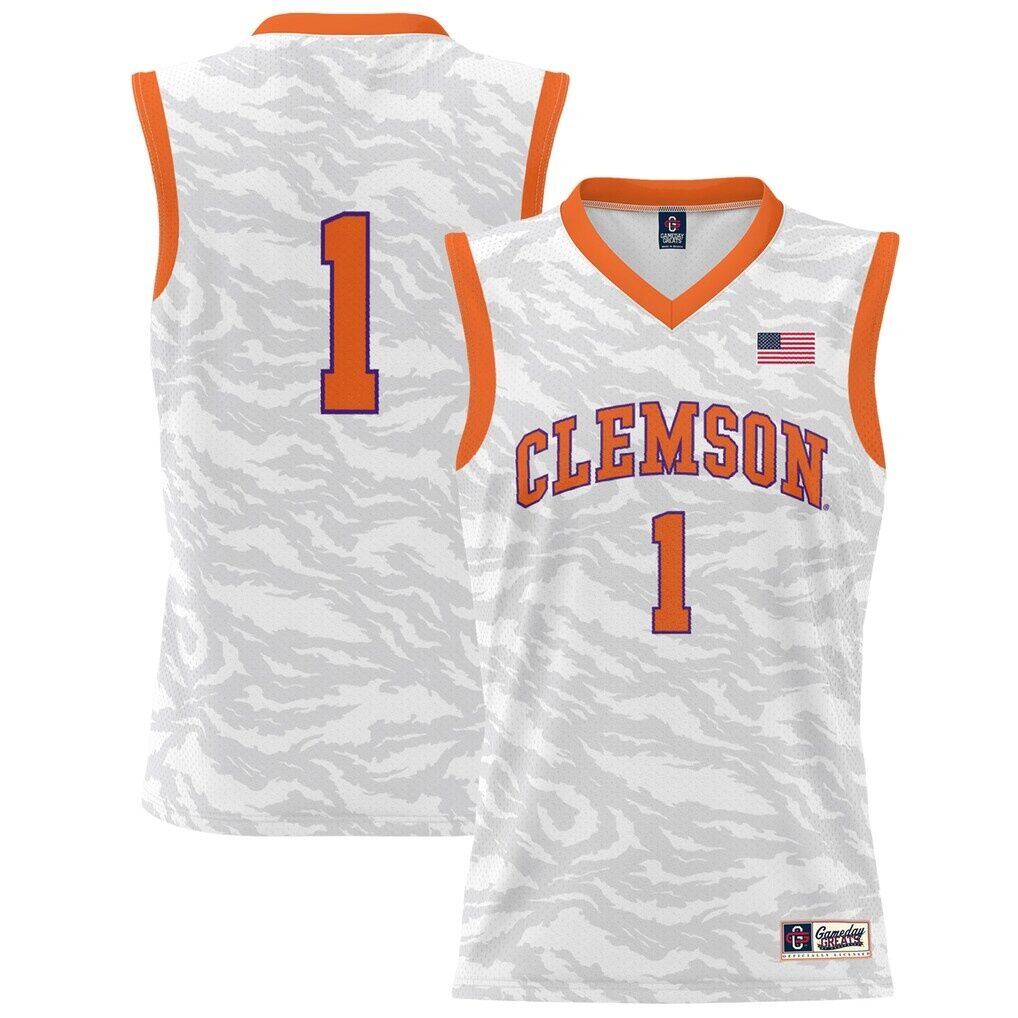 #1 Clemson Tigers GameDay Greats Youth Tiger Print Lightweight Basketball Jersey