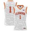 #1 Clemson Tigers GameDay Greats Unisex Lightweight Tiger Print Basketball Jersey - White - Front View