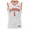 #1 Clemson Tigers GameDay Greats Unisex Lightweight Tiger Print Basketball Jersey - White - Side View
