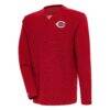 Cincinnati Reds Antigua Flier Bunker Pullover Sweatshirt - Red - Front View