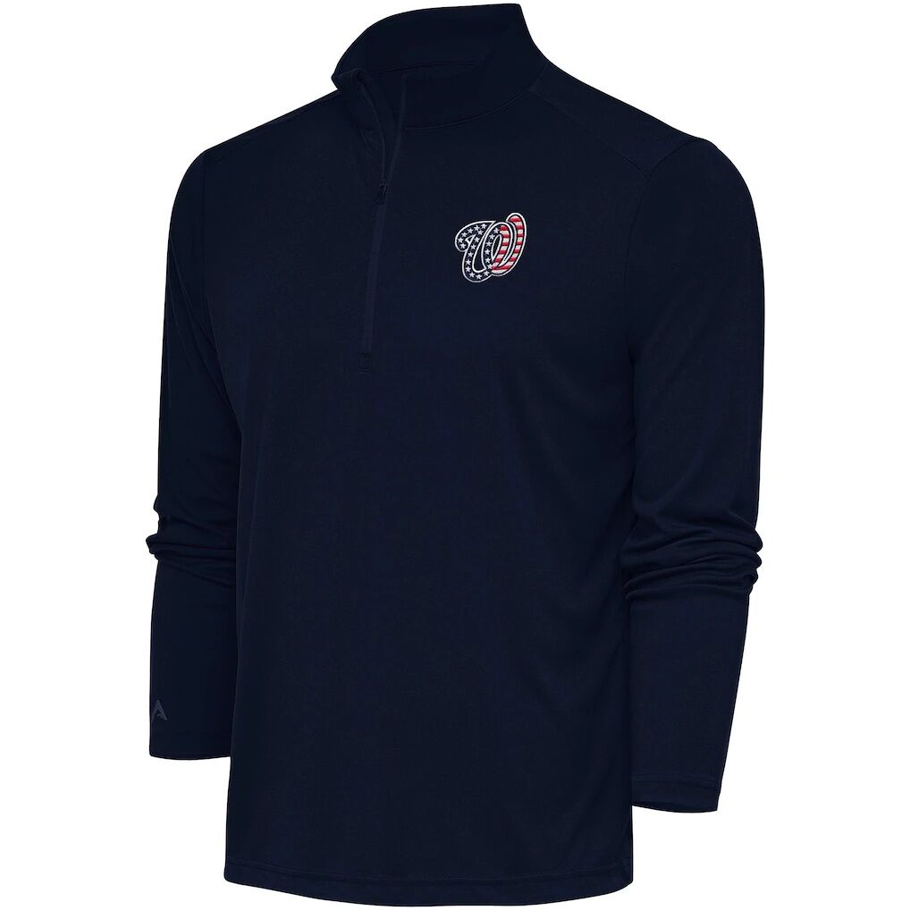 Washington Nationals Antigua Patriotic Tribute Quarter-Zip Pullover Top