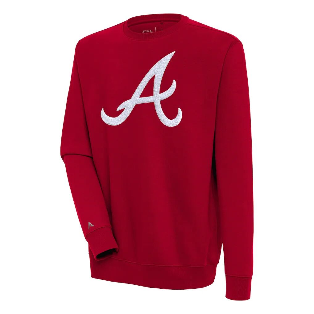 Atlanta Braves Antigua Victory Crewneck Chenille Pullover Sweatshirt