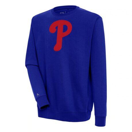 Philadelphia Phillies Antigua Victory Pullover Sweatshirt - Royal - Front View