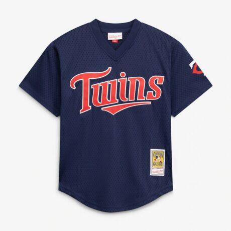 David Ortiz Minnesota Twins Mitchell & Ness Youth Cooperstown Collection Mesh Batting Practice Jersey - Navy - Front View