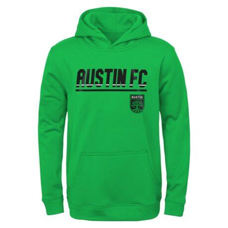 Austin FC Youth Headliner Pullover Hoodie - Green - Front View