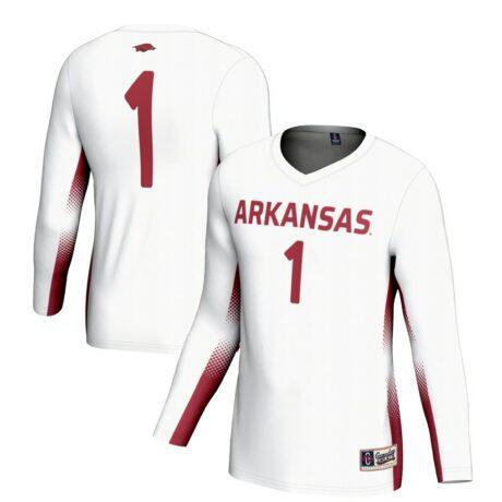 #1 Arkansas Razorbacks GameDay Greats Youth Lightweight Women's Volleyball Jersey - White - Front View