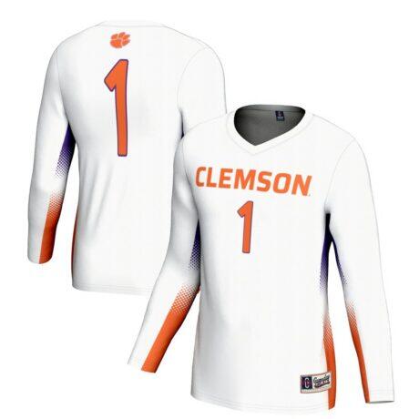 #1 Clemson Tigers GameDay Greats Youth Lightweight Women's Volleyball Jersey - White - Front View