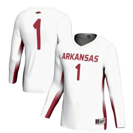 #1 Arkansas Razorbacks GameDay Greats Unisex Lightweight Volleyball Jersey - White - Front View