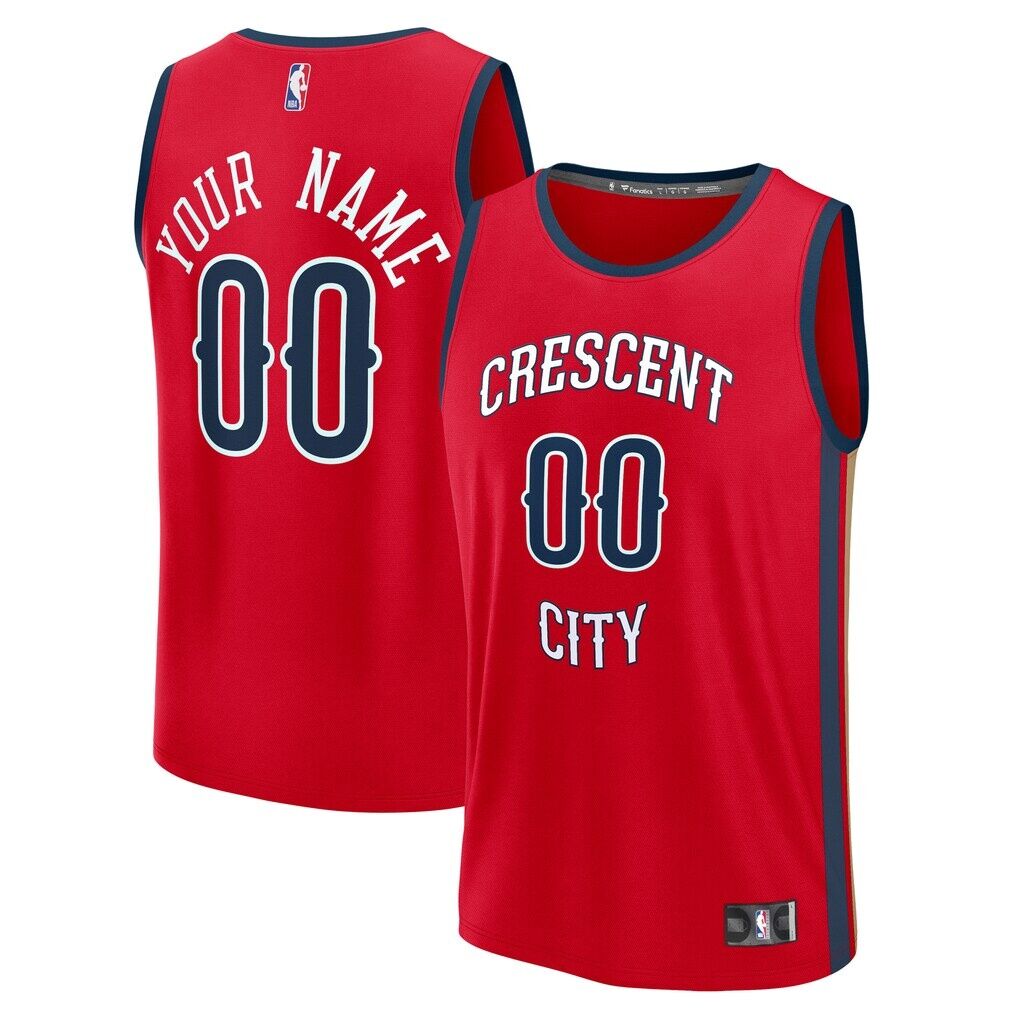 New Orleans Pelicans Fashion7 Youth Fast Break Custom Replica Jersey - Red  - Statement Edition
